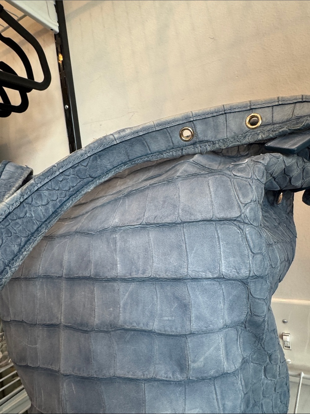 Coach Blue Croc-Embossed Crossbody Tote - Picture 8 of 8